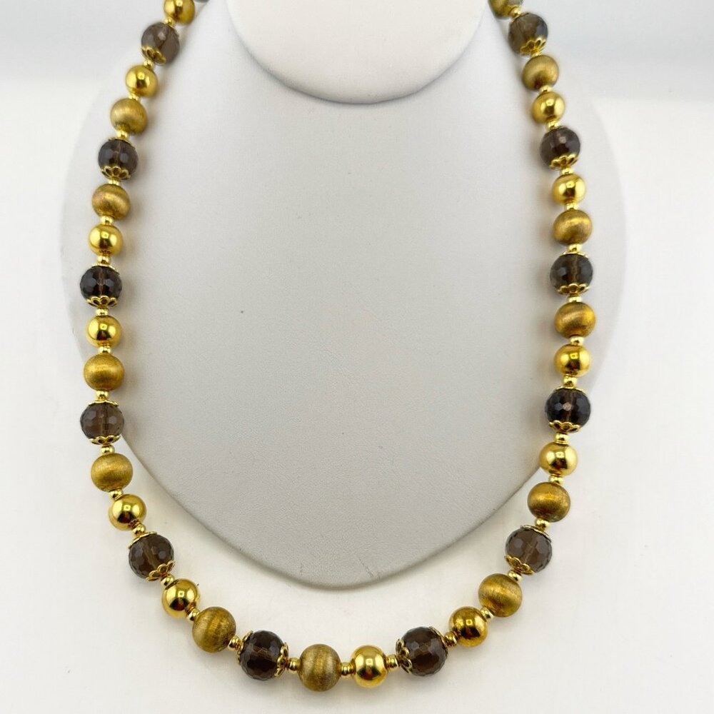 Veronese Necklace 18k Gold Clad Sterling Silver Faceted Beads Italy 925 QVC 70g